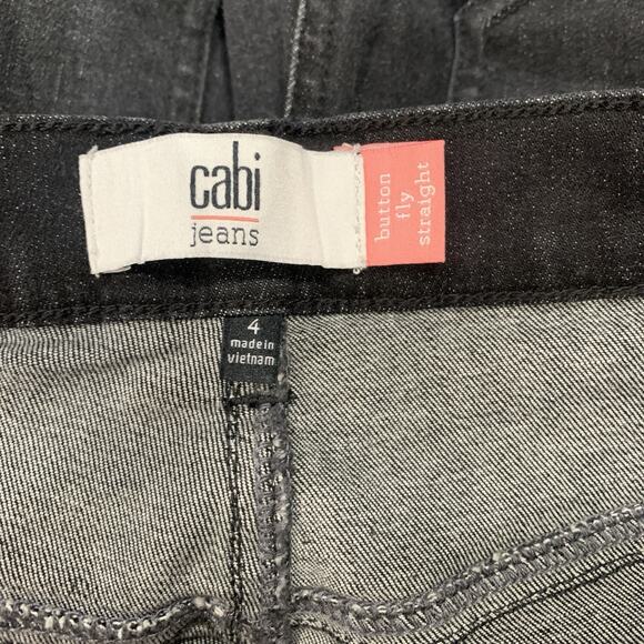 Cabi Black Button Fly Jeans Women’s 4 Straight Leg Stretch Denim Pants 4149 - Picture 3 of 7